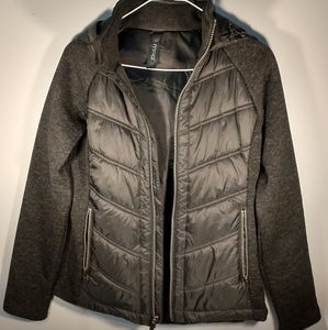 MPG Athletic Running Puffer Hooded Jacket with Sweater Sleeves